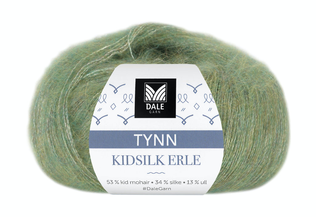 Tynn Kidsilk Erle - (4017)  Grønn melert